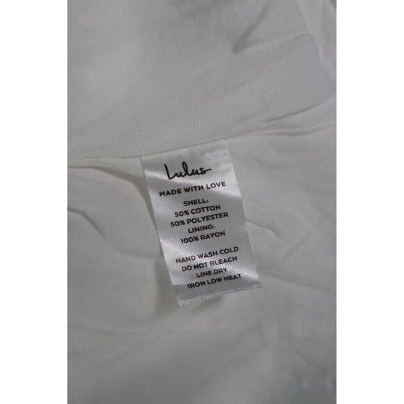 Lulus White Embroidered A-Line Dress With Tie Straps & Zipper Closure XL Cotton/ - Picture 7 of 9